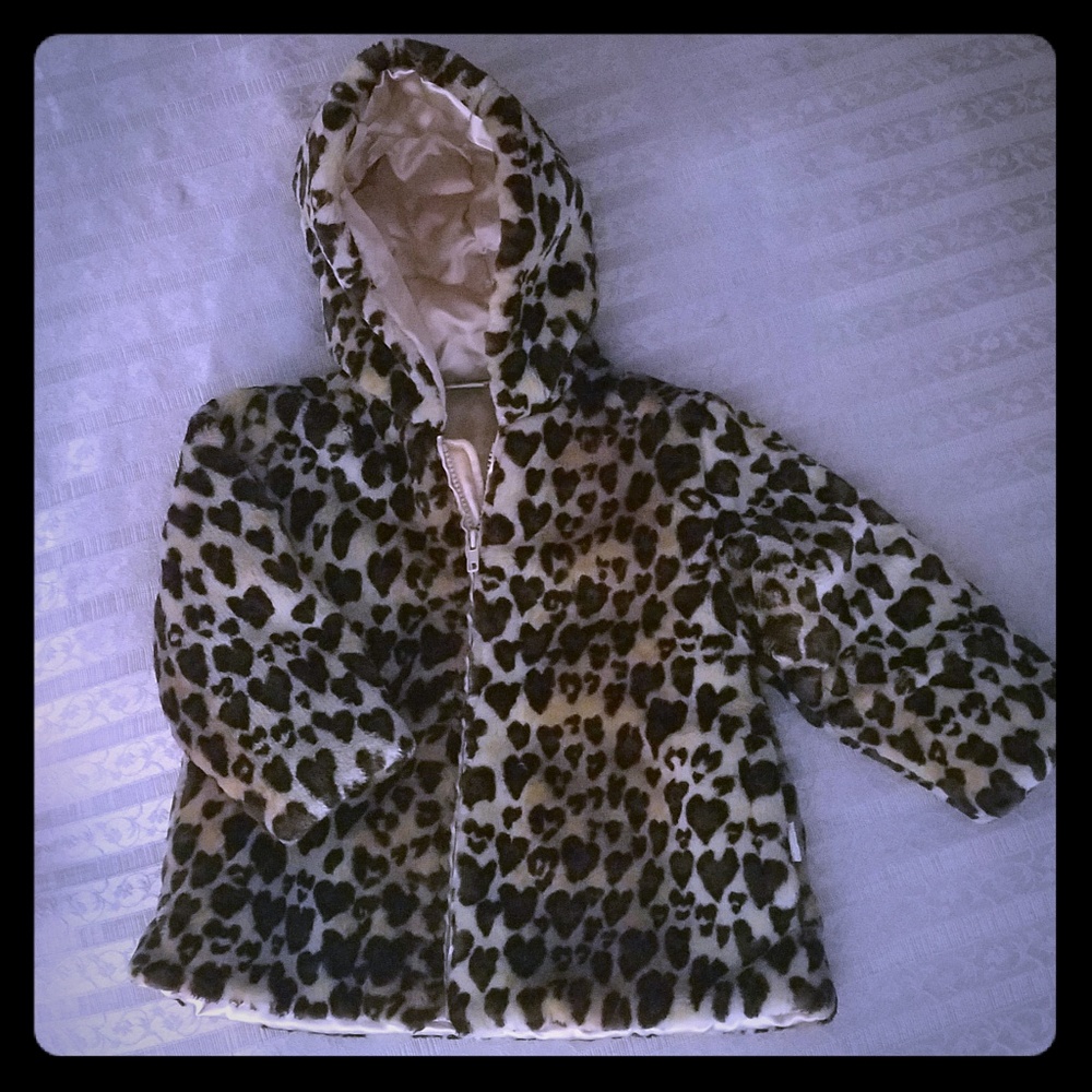 Leopard heart hooded jacket